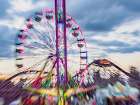Motion blur of rides at Washington State Fair at Puyallup. Art Print
